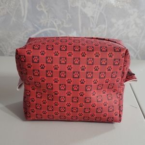 Dog print faux leather makeup bag
